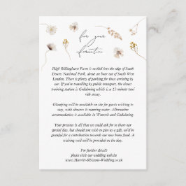 Recepción Tarjeta de detalles del Boda del Boho de Flor Silv