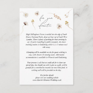 Recepción Tarjeta de detalles del Boda del Boho de Flor Silv