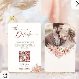Recepción Tarjeta de detalles del Boda del código QR floral 