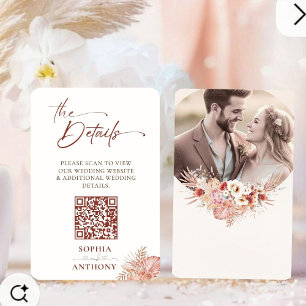Recepción Tarjeta de detalles del Boda del código QR floral 