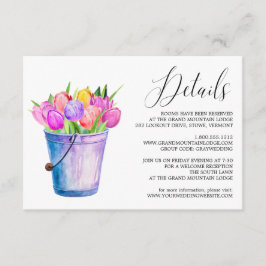 Recepción Tarjeta de detalles del Boda del cubo de los tulip