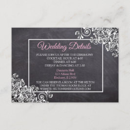 Recepción Tarjeta de detalles del Boda del tablero de cambio