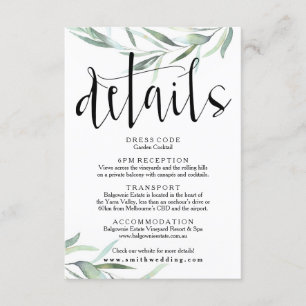 Recepción Tarjeta de detalles del Boda Eucalyptus Rustic