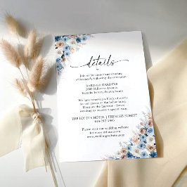 Recepción Tarjeta de detalles del Boda floral Blue Boho