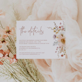 Recepción Tarjeta de detalles del Boda floral Boho