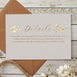 Recepción Tarjeta de detalles del Boda floral Boho Fall