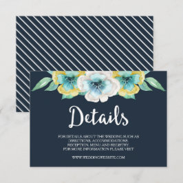 Recepción Tarjeta de detalles del Boda floral de color azul