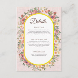 Recepción Tarjeta de detalles del Boda floral de jardín enca