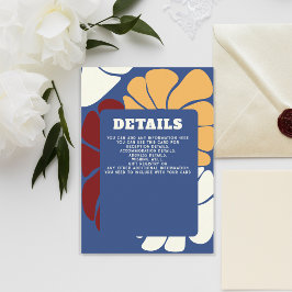Recepción Tarjeta de detalles del Boda floral de Moda Retro 