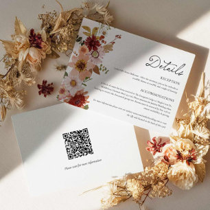 Recepción Tarjeta de detalles del Boda floral de otoño con c
