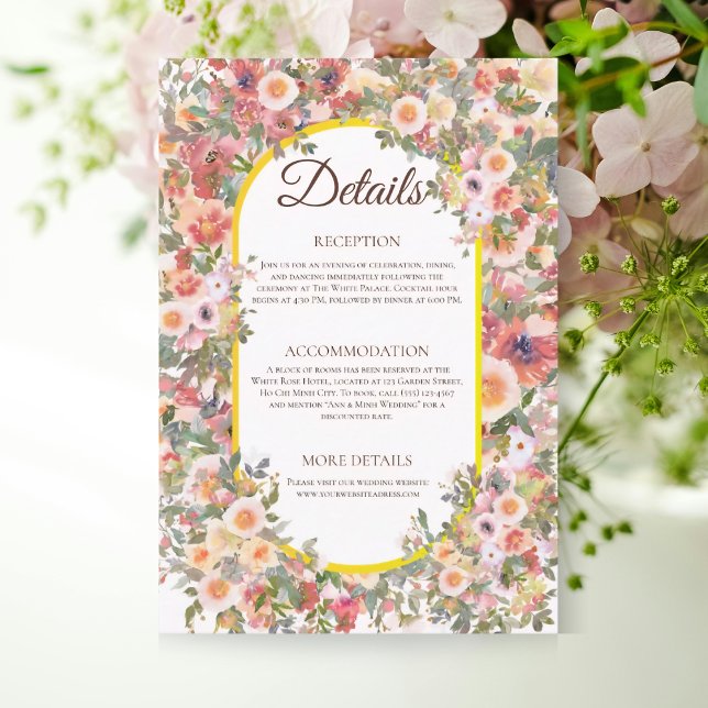 Recepción Tarjeta de detalles del Boda floral de primavera e (Subido por el creador)