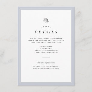 Recepción Tarjeta de detalles del boda floral plateado minim