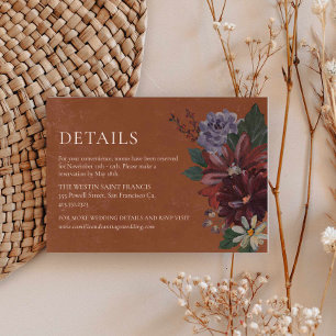 Recepción Tarjeta de detalles del Boda floral Terracotta Moo