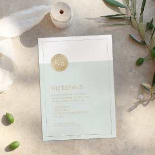 Recepción Tarjeta de detalles del boda moderno modificable e