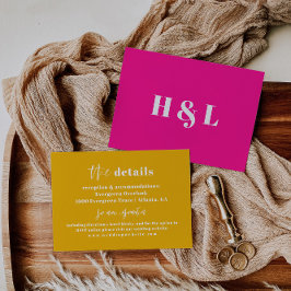 Recepción Tarjeta de detalles del Boda negrita amarillo únic