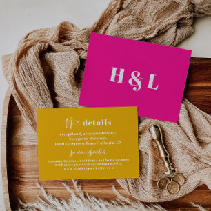 Recepción Tarjeta de detalles del Boda negrita amarillo únic