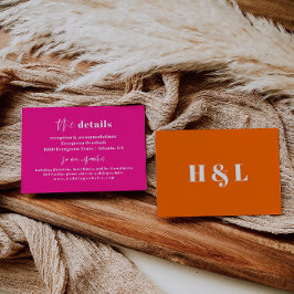 Recepción Tarjeta de detalles del Boda negrita de color rosa