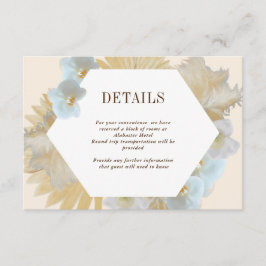 Recepción Tarjeta de detalles del Boda Orquídea Boho Pampas