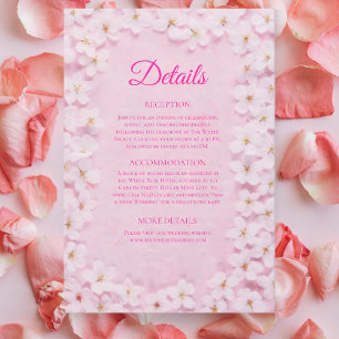 Recepción Tarjeta de detalles del Boda rosa Sakura de primav