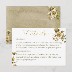 Recepción Tarjeta de detalles del Boda Summer Wildflowers & 