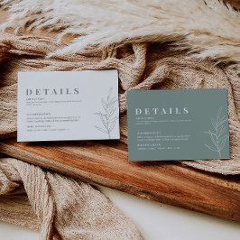 Recepción Tarjeta de detalles del Boda verde de salvia flora