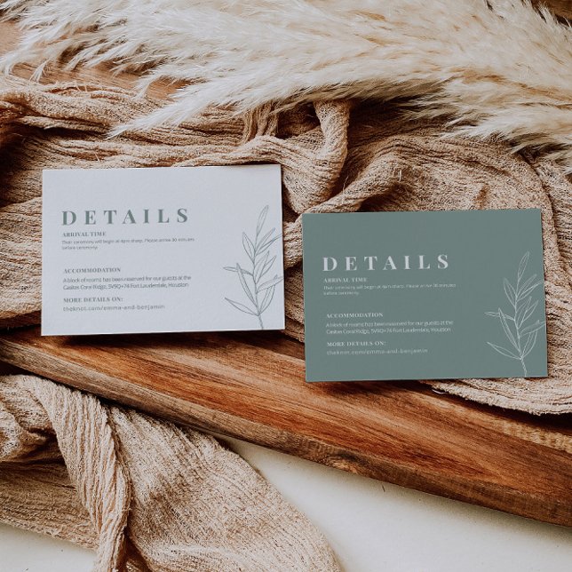 Recepción Tarjeta de detalles del Boda verde de salvia flora (Subido por el creador)