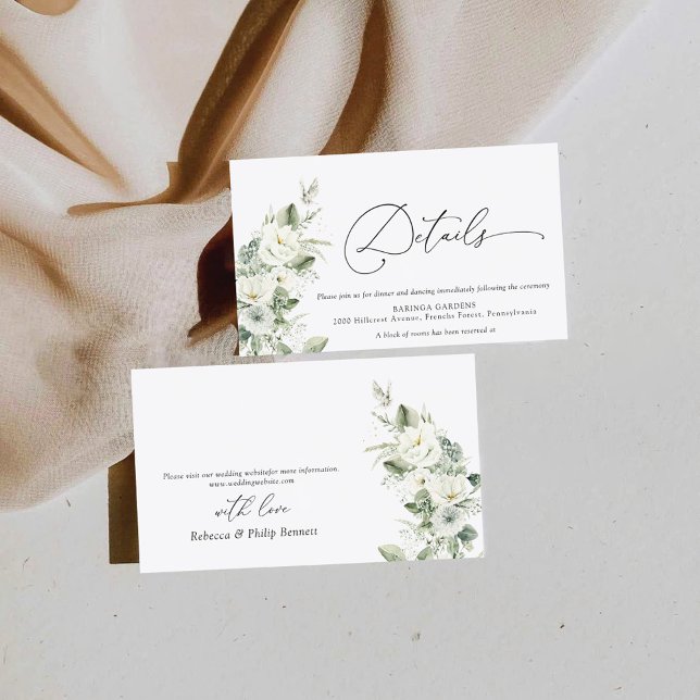 Recepción Tarjeta de detalles del Boda verde Dusty Sage (Subido por el creador)