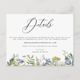 Recepción Tarjeta de detalles del Boda Wildflower Garden Boh