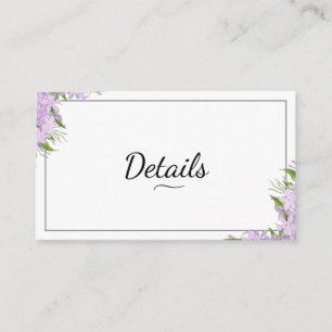 Recepción Tarjeta de detalles del Boda Wisteria