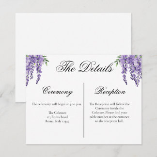 Recepción Tarjeta de Detalles del Enclosure de Wisteria