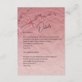 Recepción Tarjeta de detalles del gabinete del Boda de flore