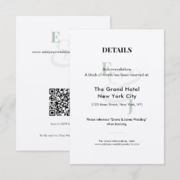 Recepción Tarjeta de Detalles del Hotel Sage Wedding | QR