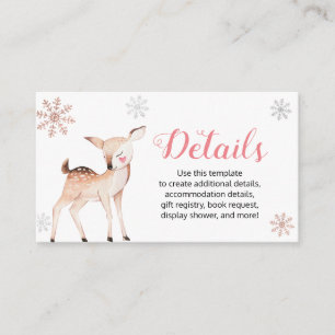Recepción Tarjeta de detalles del primer cumpleaños de Deer 