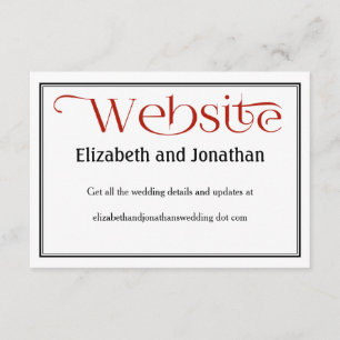 Recepción Tarjeta de detalles del sitio web Red Black and Wh