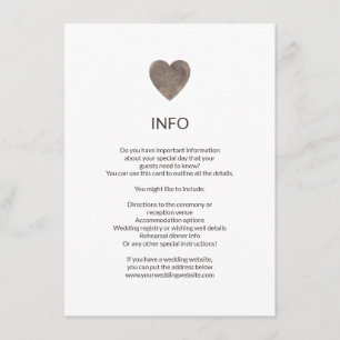 Recepción Tarjeta de detalles e información sobre el corazón