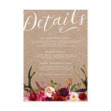 TARJETA DE DETALLES | Elegante Boho Floral Rustic 
