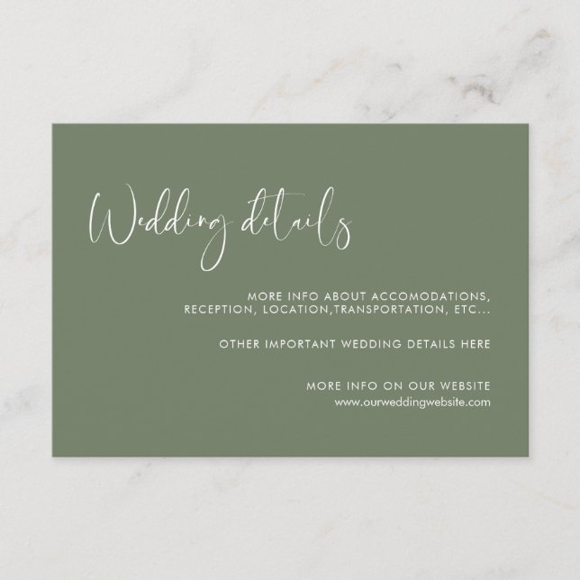 Recepción Tarjeta de detalles elegante y moderna del boda de (Anverso)