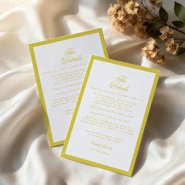 Recepción Tarjeta de Detalles Elegantes de Boda con Cítricos