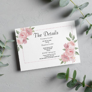 Recepción Tarjeta de detalles floral pastel rosa menta botán