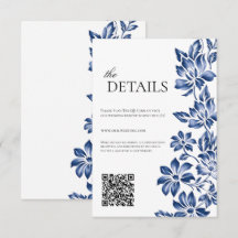 Tarjeta de detalles florales azules de delftware p