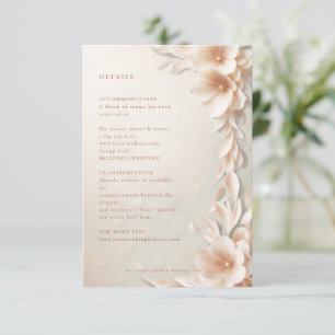 Recepción Tarjeta de detalles florales color rosa melocotón 