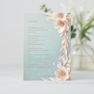Recepción tarjeta de detalles florales de color rosa de melo