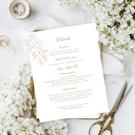 Recepción Tarjeta de detalles florales de contorno clásico