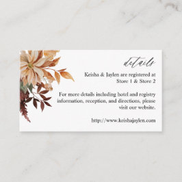 Recepción Tarjeta de Detalles Florales de Otoño Beige