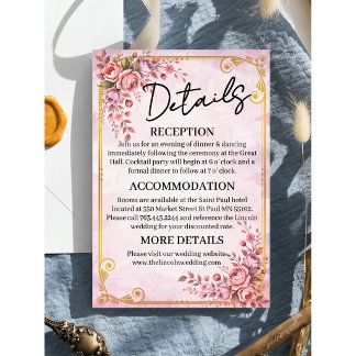 Recepción Tarjeta de Detalles Florales Pastel Elegante con D