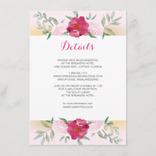 Recepción Tarjeta de detalles Flores y franjas rosadas