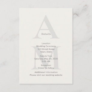 Recepción Tarjeta de Detalles Iniciales de Boda Editorial