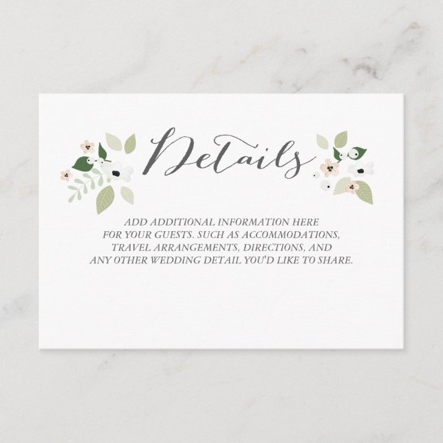 Recepción Tarjeta de detalles Meadow Blooms (Anverso)