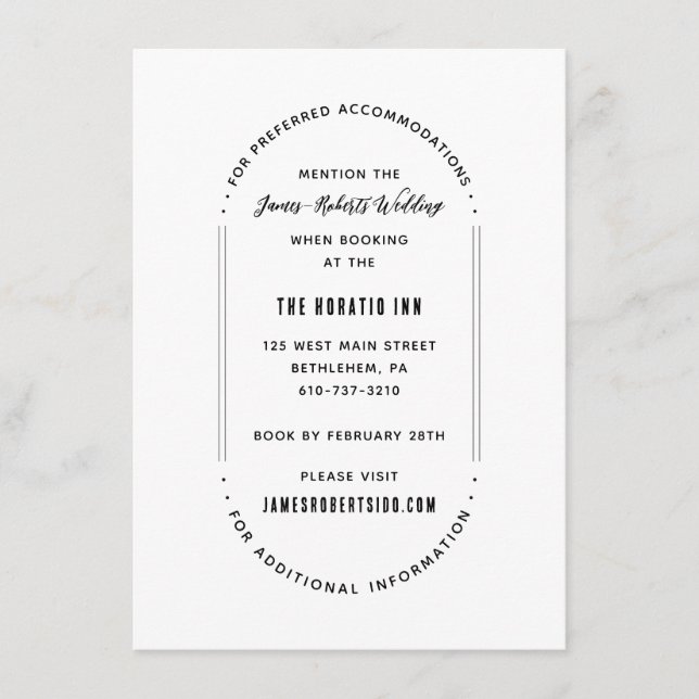 Recepción Tarjeta de detalles minimalista moderna simple (Anverso)