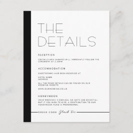 Recepción Tarjeta de detalles monocromo Minimalista moderno